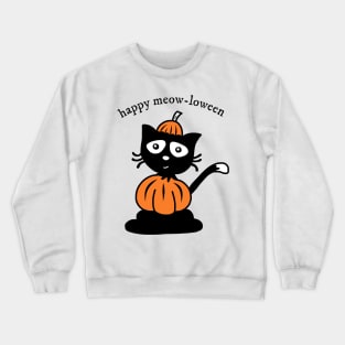 Happy Meow-loween Black Cat Halloween Pumpkin Costume Crewneck Sweatshirt